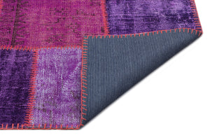 Purple Over Dyed Patchwork Unique Rug 5'3'' x 7'7'' ft 160 x 230 cm