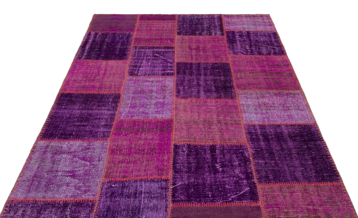 Purple Over Dyed Patchwork Unique Rug 5&#39;3&#39;&#39; x 7&#39;7&#39;&#39; ft 160 x 230 cm