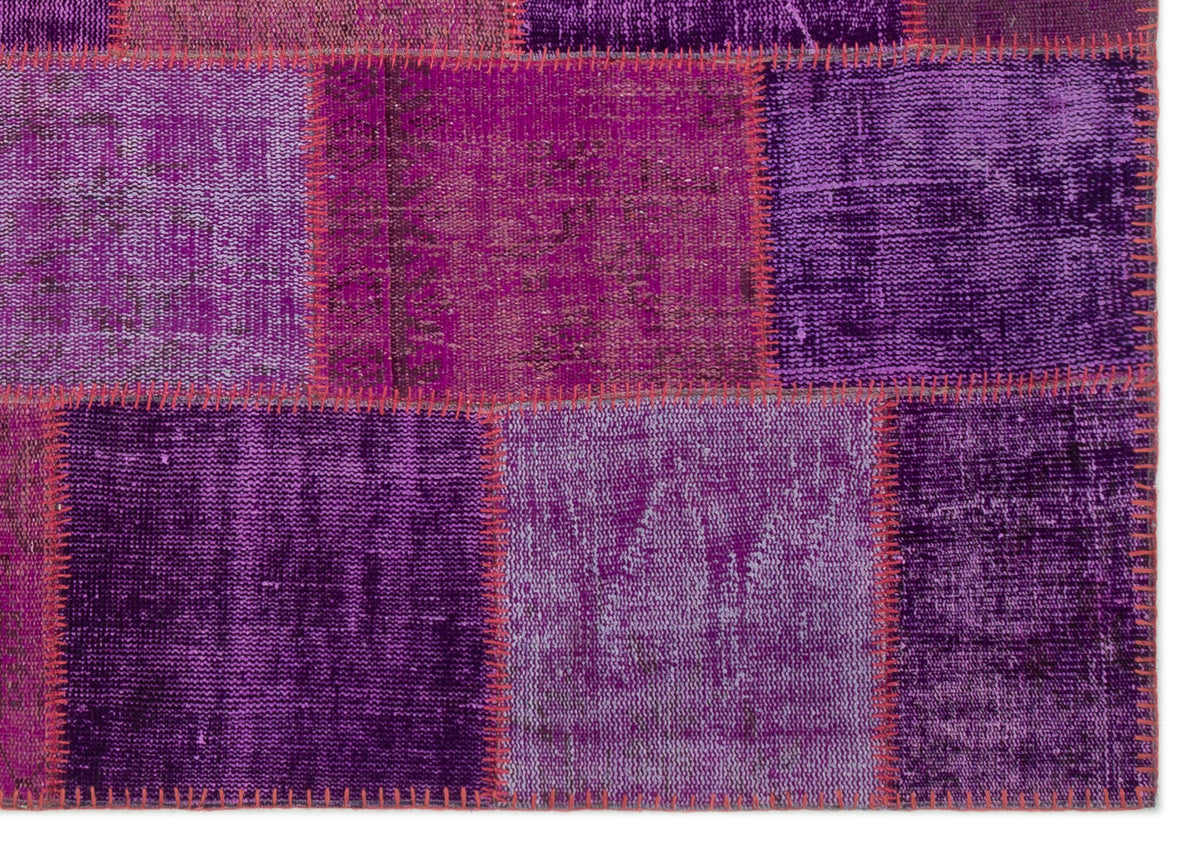 Purple Over Dyed Patchwork Unique Rug 5&#39;3&#39;&#39; x 7&#39;7&#39;&#39; ft 160 x 230 cm