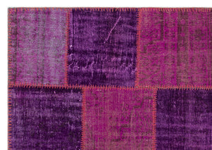 Purple Over Dyed Patchwork Unique Rug 5'3'' x 7'7'' ft 160 x 230 cm