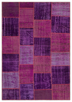 Purple Over Dyed Patchwork Unique Rug 5'3'' x 7'7'' ft 160 x 230 cm