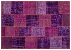 Purple Over Dyed Patchwork Unique Rug 5'3'' x 7'7'' ft 160 x 230 cm