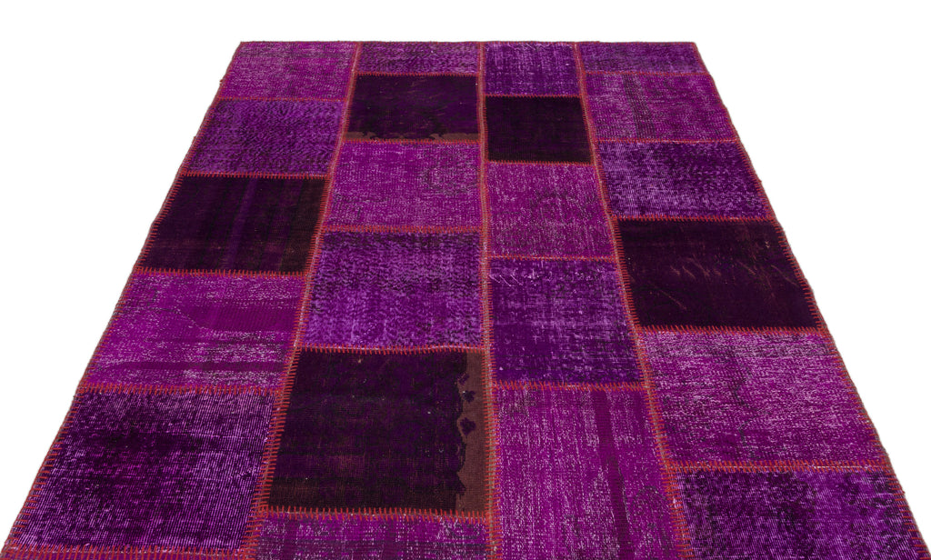 Purple Over Dyed Patchwork Unique Rug 5'3'' x 7'7'' ft 160 x 230 cm