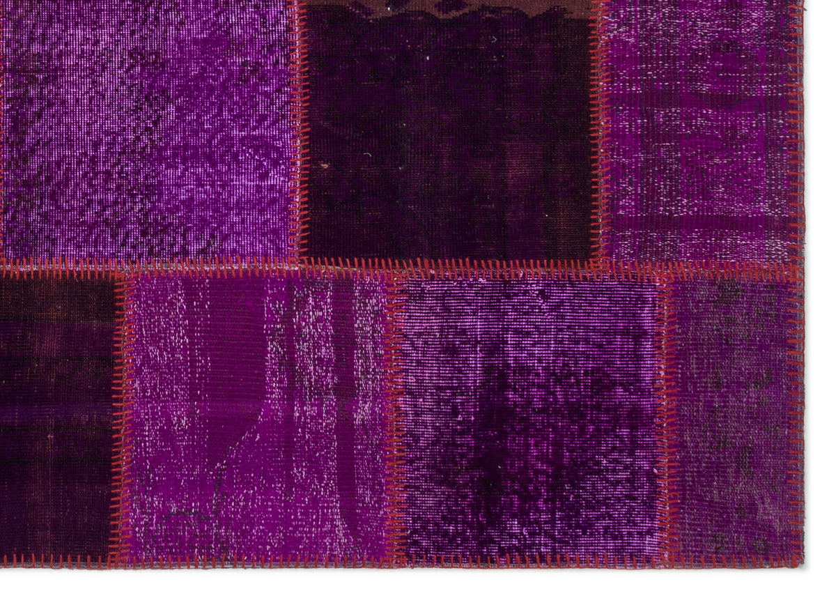 Purple Over Dyed Patchwork Unique Rug 5&#39;3&#39;&#39; x 7&#39;7&#39;&#39; ft 160 x 230 cm