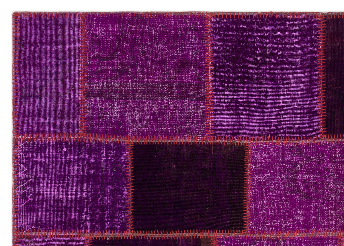 Purple Over Dyed Patchwork Unique Rug 5&#39;3&#39;&#39; x 7&#39;7&#39;&#39; ft 160 x 230 cm