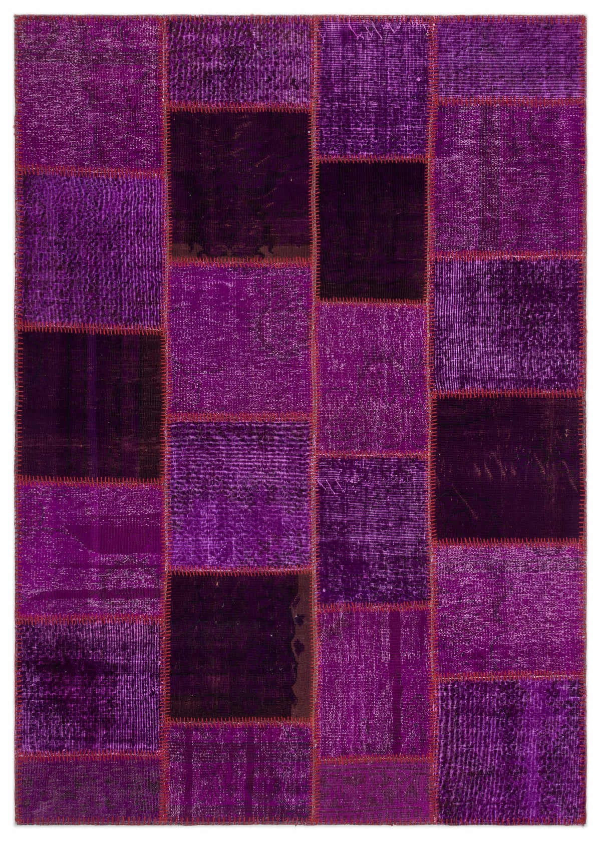 Purple Over Dyed Patchwork Unique Rug 5&#39;3&#39;&#39; x 7&#39;7&#39;&#39; ft 160 x 230 cm