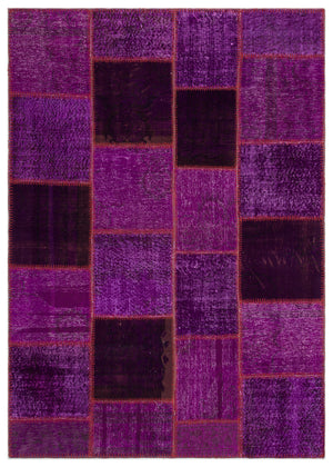 Purple Over Dyed Patchwork Unique Rug 5'3'' x 7'7'' ft 160 x 230 cm