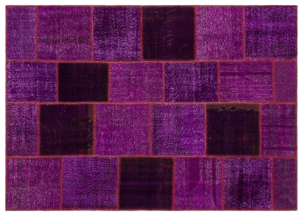 Purple Over Dyed Patchwork Unique Rug 5'3'' x 7'7'' ft 160 x 230 cm