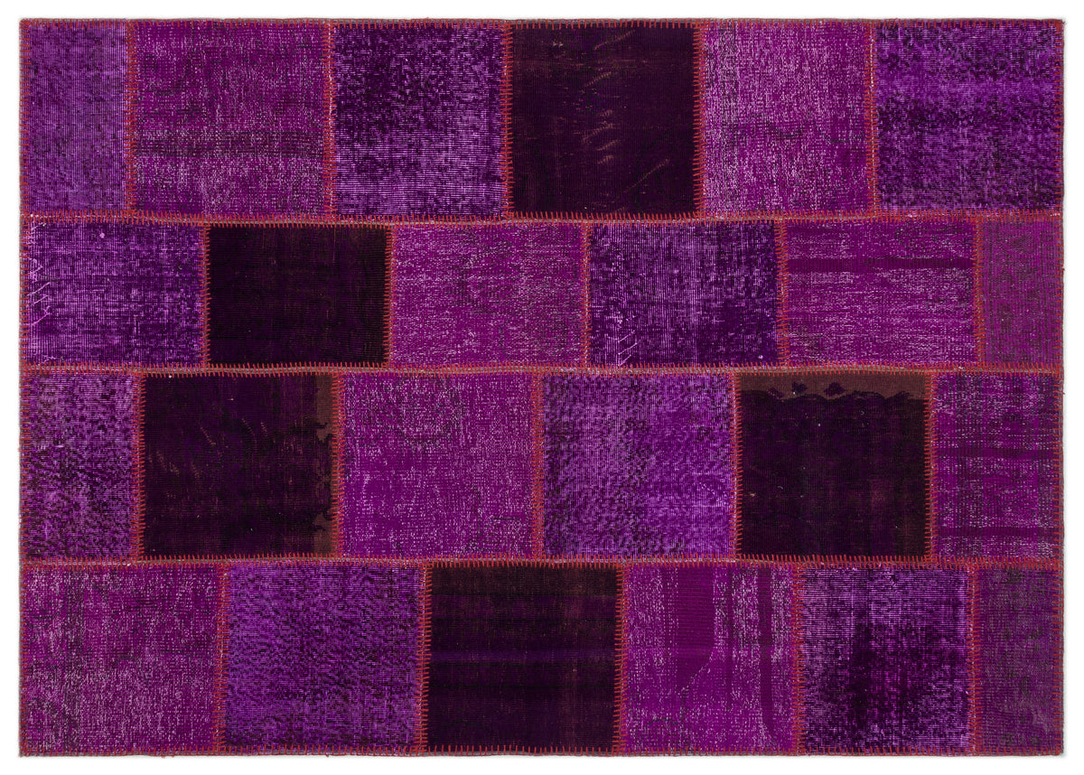 Purple Over Dyed Patchwork Unique Rug 5&#39;3&#39;&#39; x 7&#39;7&#39;&#39; ft 160 x 230 cm