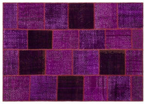 Purple Over Dyed Patchwork Unique Rug 5'3'' x 7'7'' ft 160 x 230 cm