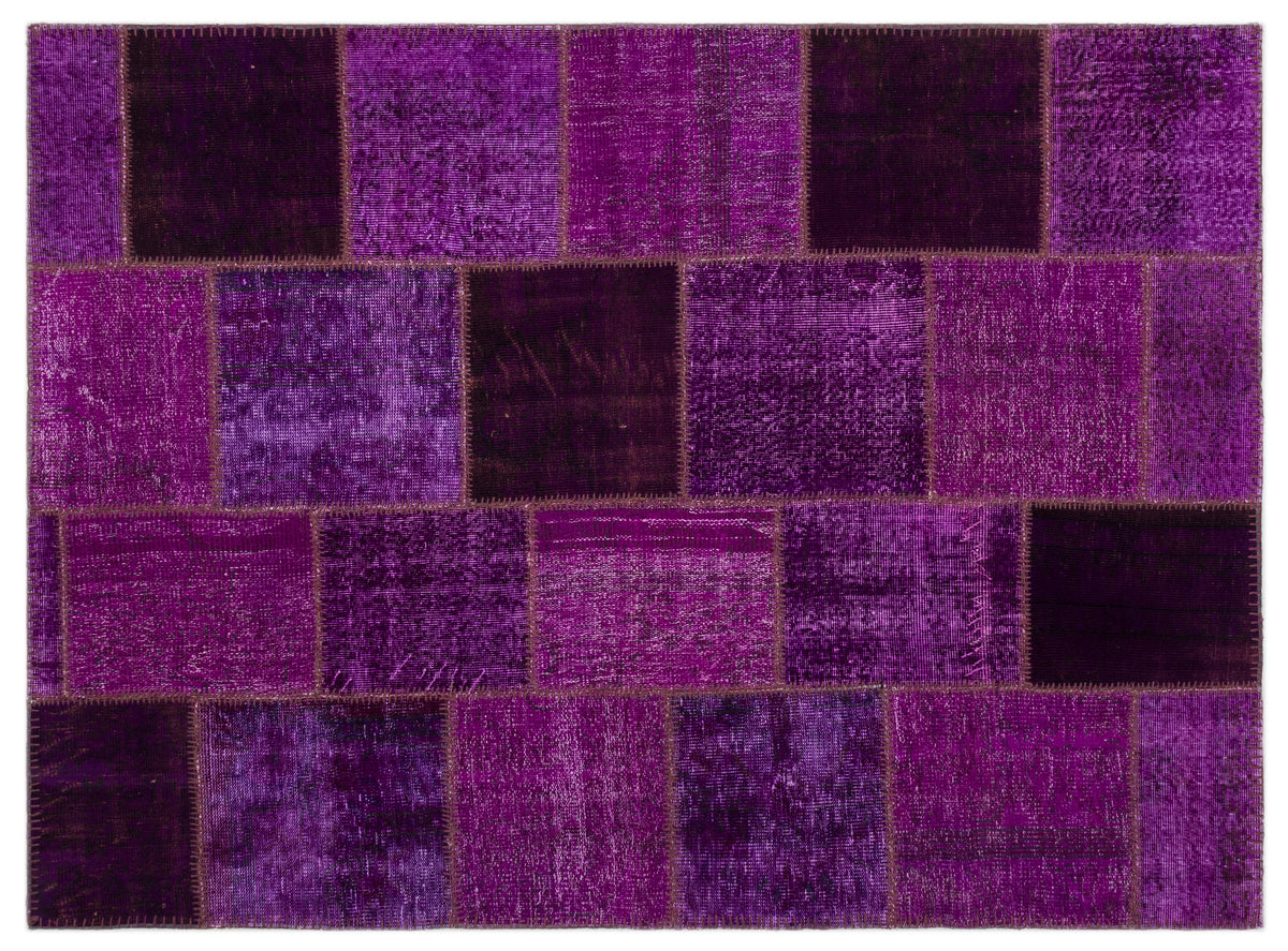 Purple Over Dyed Patchwork Unique Rug 5&#39;3&#39;&#39; x 7&#39;7&#39;&#39; ft 160 x 230 cm