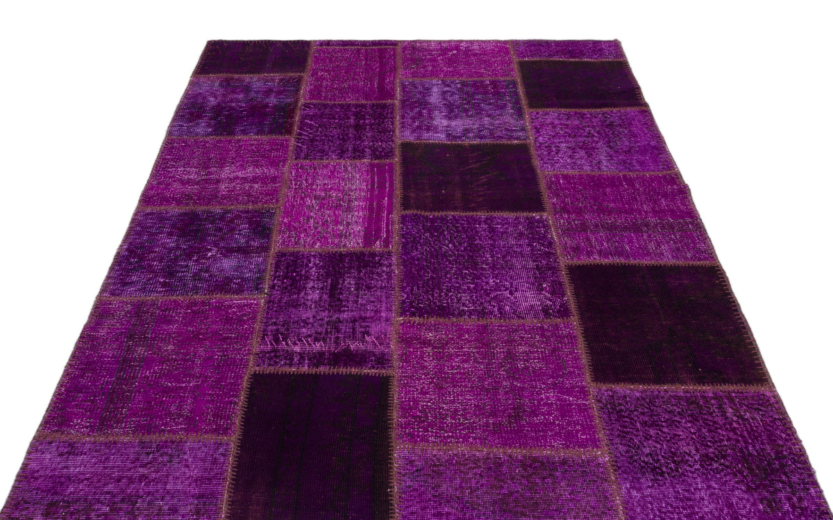 Purple Over Dyed Patchwork Unique Rug 5&#39;3&#39;&#39; x 7&#39;7&#39;&#39; ft 160 x 230 cm