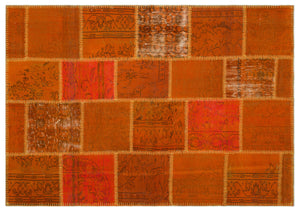 Orange Over Dyed Patchwork Unique Rug 5'3'' x 7'7'' ft 160 x 230 cm