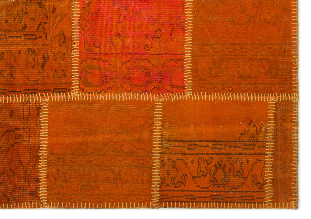 Orange Over Dyed Patchwork Unique Rug 5&#39;3&#39;&#39; x 7&#39;7&#39;&#39; ft 160 x 230 cm