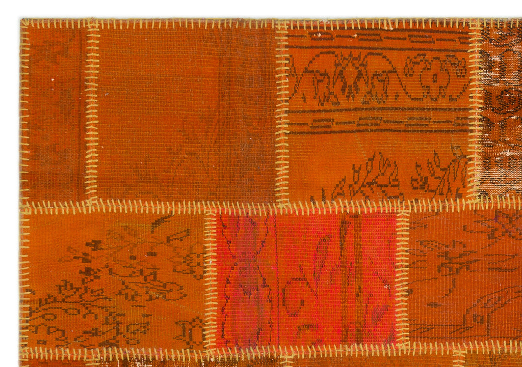Orange Over Dyed Patchwork Unique Rug 5'3'' x 7'7'' ft 160 x 230 cm