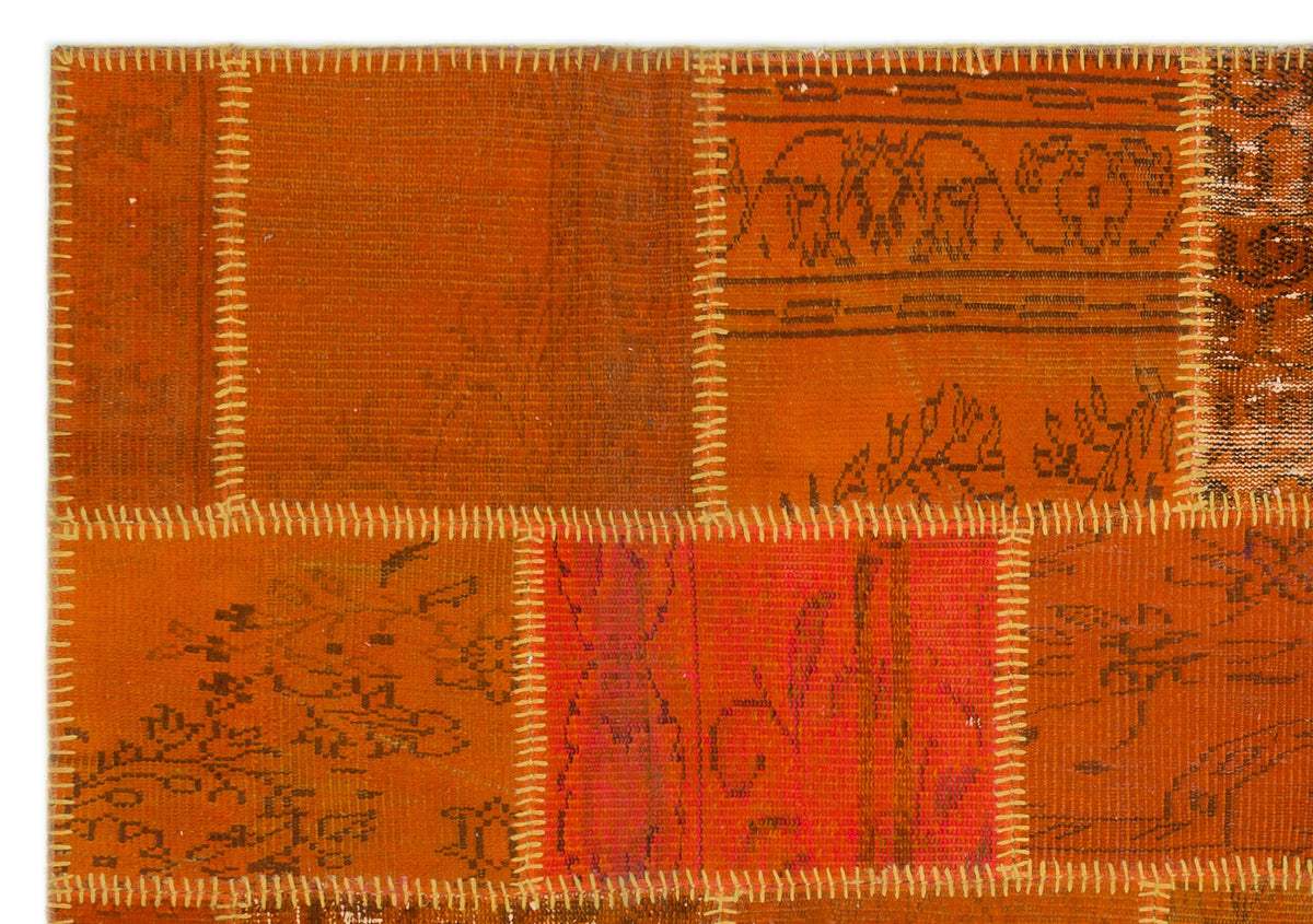 Orange Over Dyed Patchwork Unique Rug 5&#39;3&#39;&#39; x 7&#39;7&#39;&#39; ft 160 x 230 cm