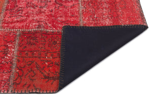 Red Over Dyed Patchwork Unique Rug 5'3'' x 7'7'' ft 160 x 230 cm