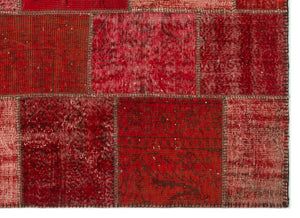 Red Over Dyed Patchwork Unique Rug 5'3'' x 7'7'' ft 160 x 230 cm