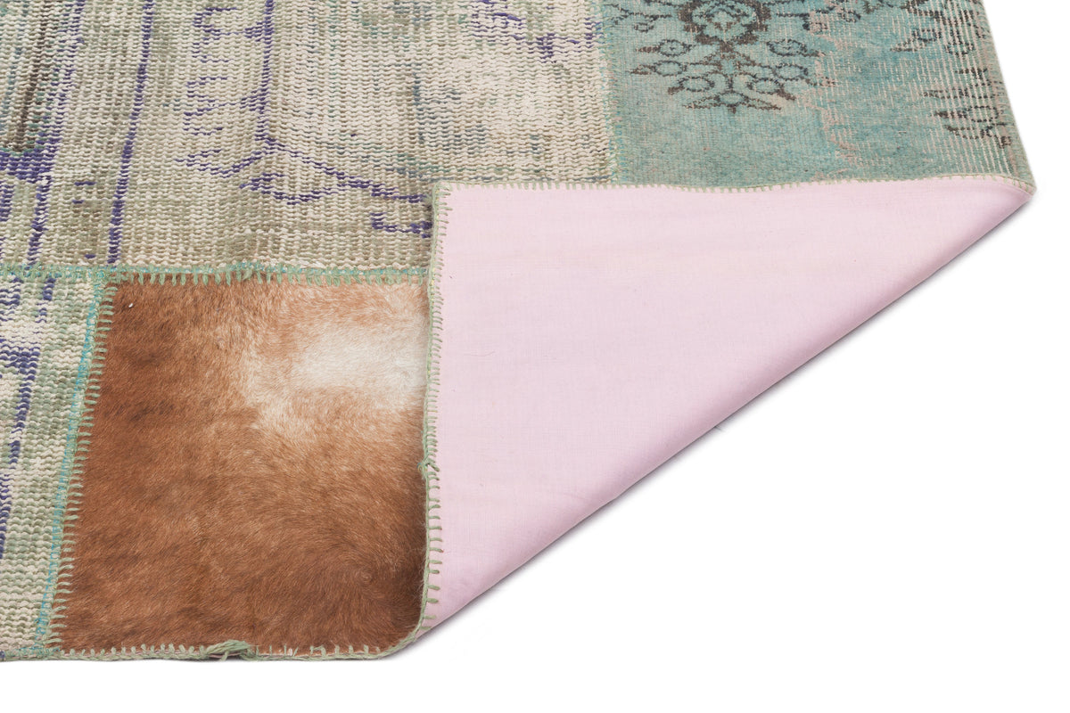 Turquoise  Over Dyed Patchwork Unique Rug 5&#39;3&#39;&#39; x 7&#39;7&#39;&#39; ft 160 x 230 cm