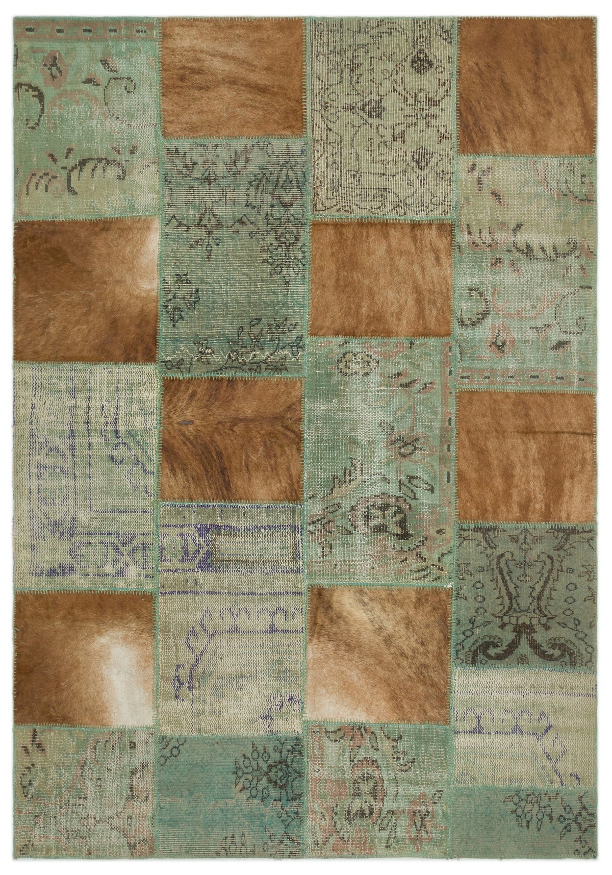 Turquoise  Over Dyed Patchwork Unique Rug 5&#39;3&#39;&#39; x 7&#39;7&#39;&#39; ft 160 x 230 cm