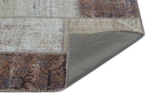 Brown Over Dyed Patchwork Unique Rug 3'11'' x 5'11'' ft 120 x 180 cm