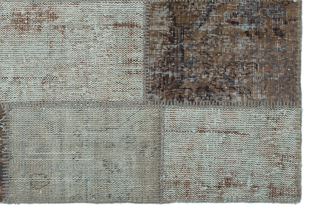 Brown Over Dyed Patchwork Unique Rug 3&#39;11&#39;&#39; x 5&#39;11&#39;&#39; ft 120 x 180 cm