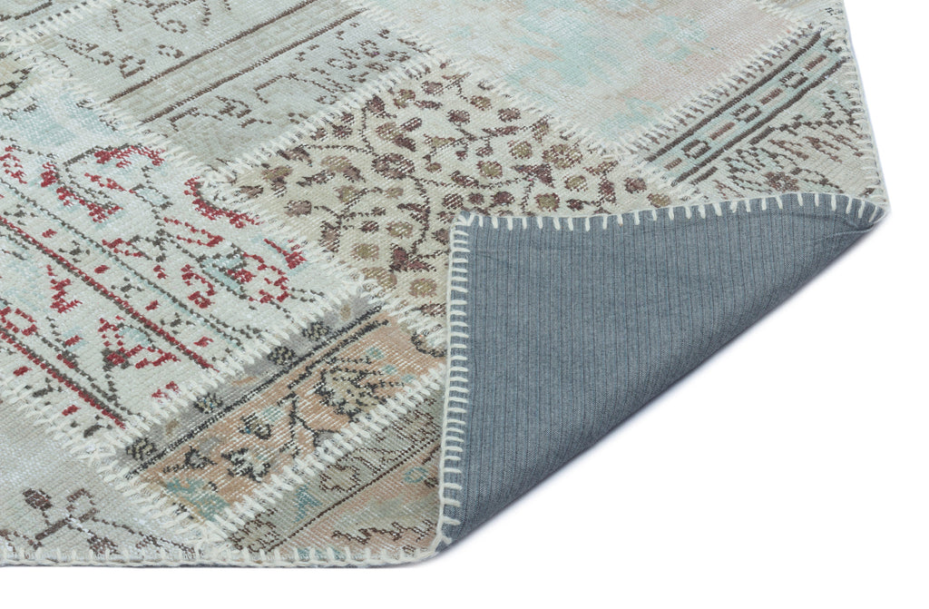 Beige Over Dyed Patchwork Unique Rug 3'11'' x 5'11'' ft 120 x 180 cm