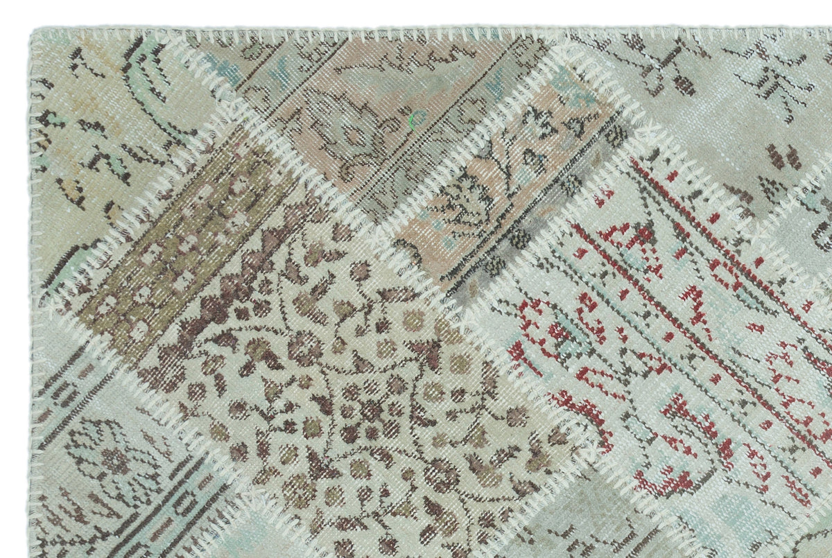 Beige Over Dyed Patchwork Unique Rug 3&#39;11&#39;&#39; x 5&#39;11&#39;&#39; ft 120 x 180 cm