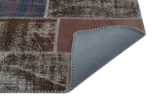 Brown Over Dyed Patchwork Unique Rug 3'11'' x 5'11'' ft 120 x 180 cm