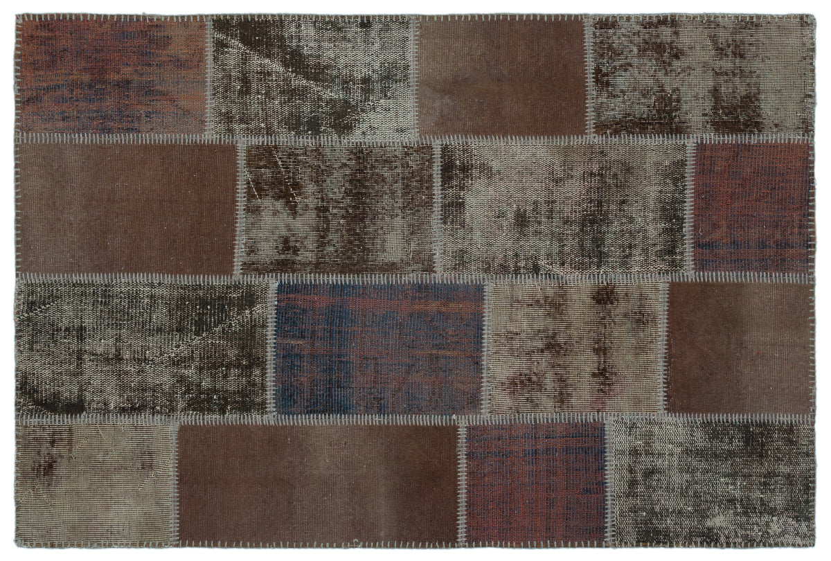Brown Over Dyed Patchwork Unique Rug 3&#39;11&#39;&#39; x 5&#39;11&#39;&#39; ft 120 x 180 cm