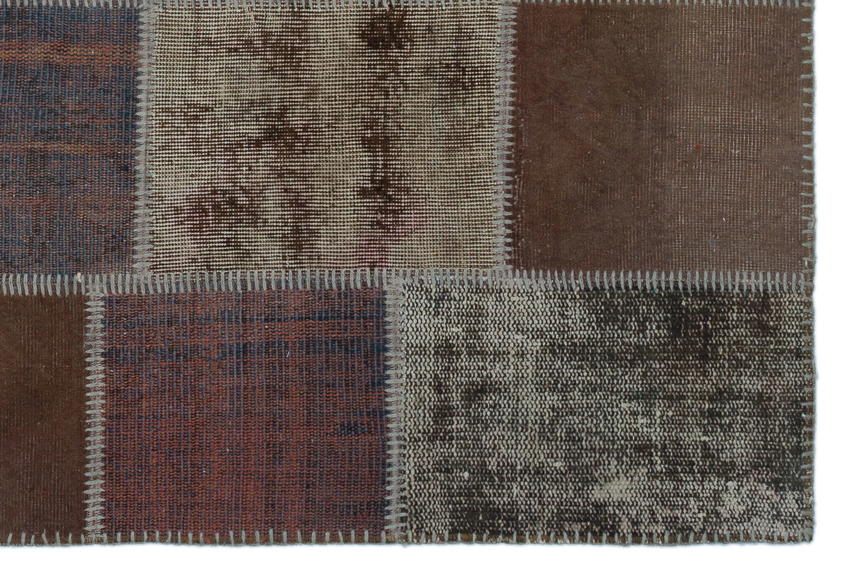 Brown Over Dyed Patchwork Unique Rug 3&#39;11&#39;&#39; x 5&#39;11&#39;&#39; ft 120 x 180 cm