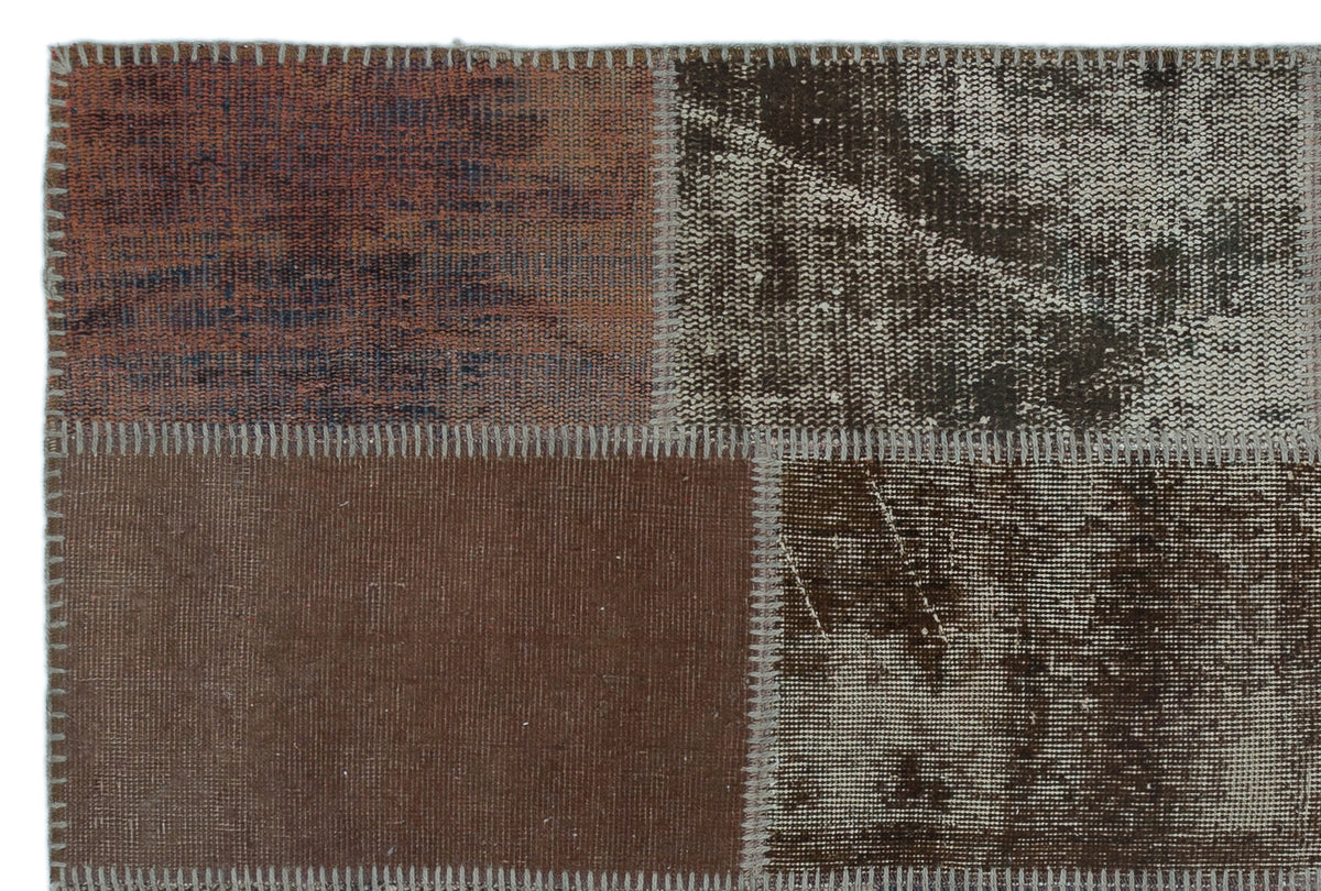 Brown Over Dyed Patchwork Unique Rug 3&#39;11&#39;&#39; x 5&#39;11&#39;&#39; ft 120 x 180 cm