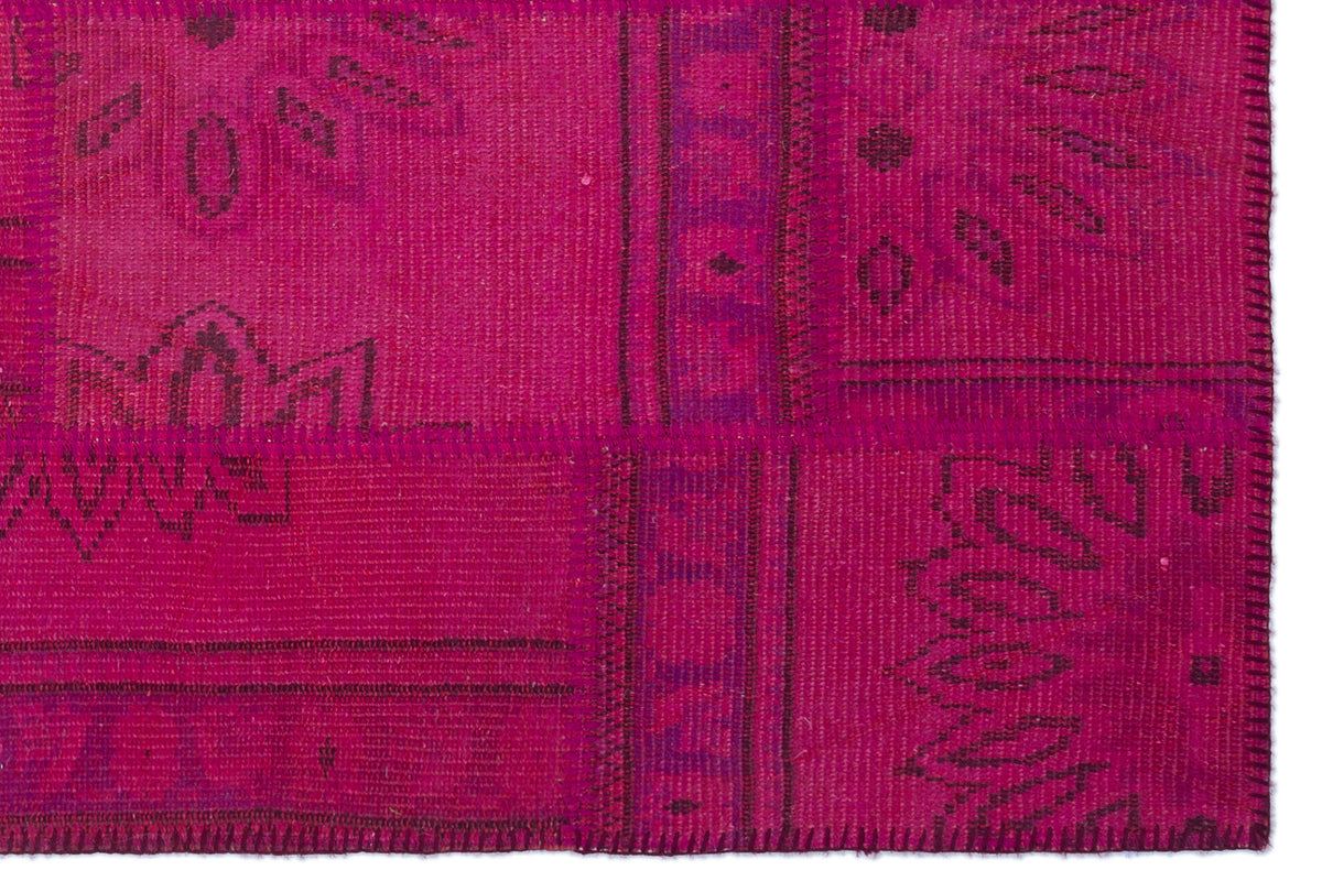 Fuchsia Over Dyed Patchwork Unique Rug 3&#39;11&#39;&#39; x 5&#39;11&#39;&#39; ft 120 x 180 cm