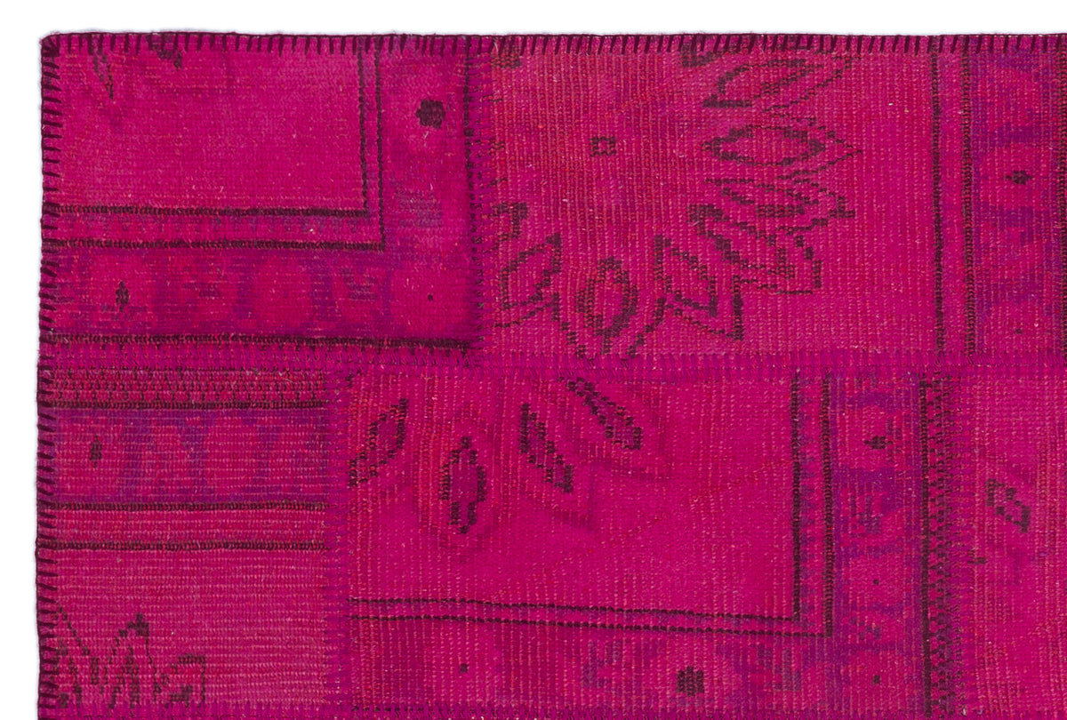 Fuchsia Over Dyed Patchwork Unique Rug 3&#39;11&#39;&#39; x 5&#39;11&#39;&#39; ft 120 x 180 cm