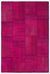 Fuchsia Over Dyed Patchwork Unique Rug 3'11'' x 5'11'' ft 120 x 180 cm