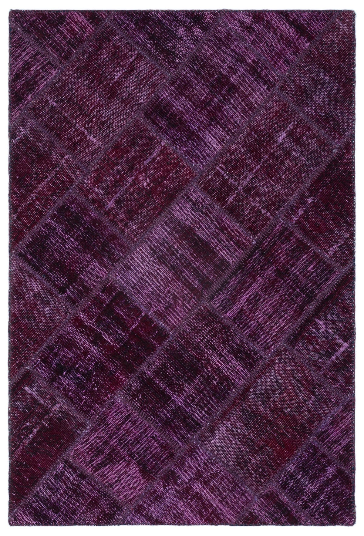 Purple Over Dyed Patchwork Unique Rug 3&#39;11&#39;&#39; x 5&#39;11&#39;&#39; ft 120 x 180 cm