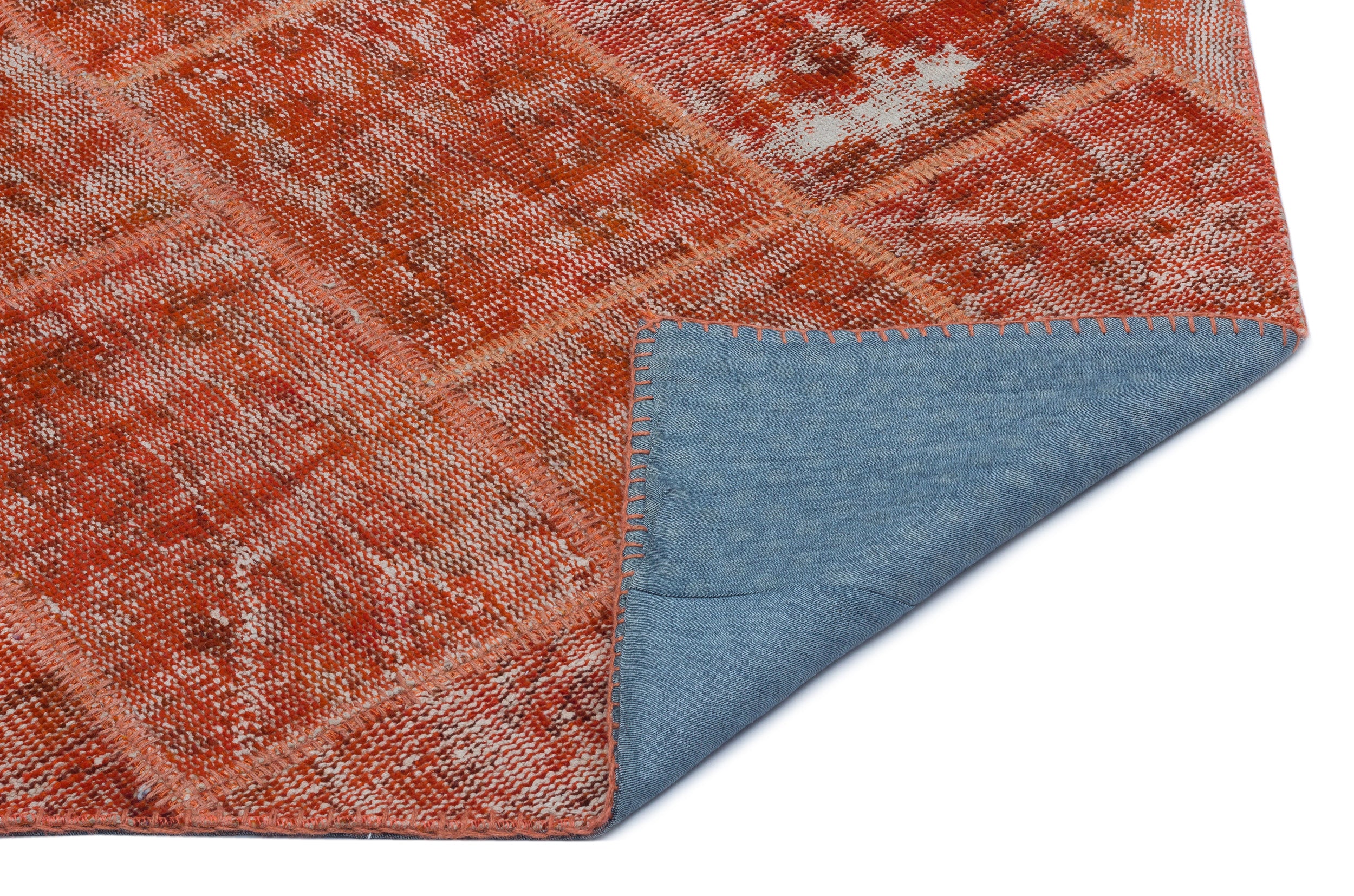 Orange Over Dyed Patchwork Unique Rug 3'11'' x 5'11'' ft 120 x 180 cm