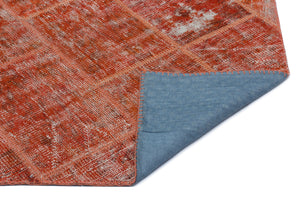 Orange Over Dyed Patchwork Unique Rug 3'11'' x 5'11'' ft 120 x 180 cm