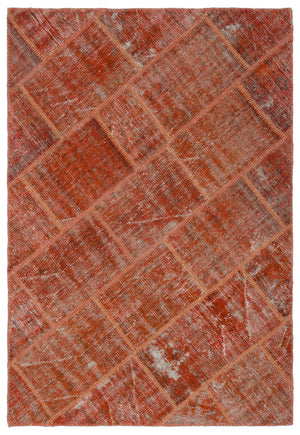 Orange Over Dyed Patchwork Unique Rug 3'11'' x 5'11'' ft 120 x 180 cm