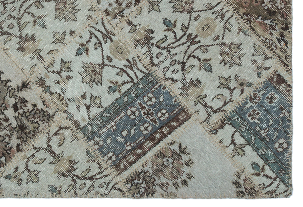 Beige Over Dyed Patchwork Unique Rug 3&#39;11&#39;&#39; x 5&#39;11&#39;&#39; ft 120 x 180 cm