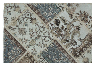 Beige Over Dyed Patchwork Unique Rug 3'11'' x 5'11'' ft 120 x 180 cm