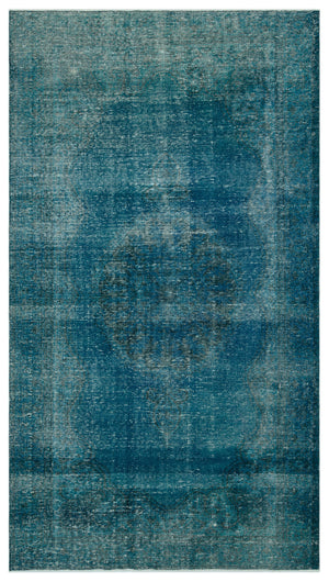 Turquoise  Over Dyed Vintage Rug 5'10'' x 10'7'' ft 178 x 322 cm