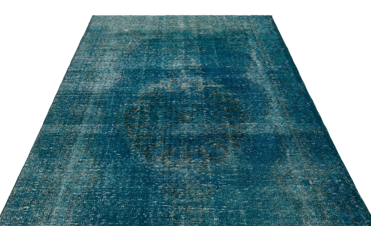 Turquoise  Over Dyed Vintage Rug 5&#39;10&#39;&#39; x 10&#39;7&#39;&#39; ft 178 x 322 cm