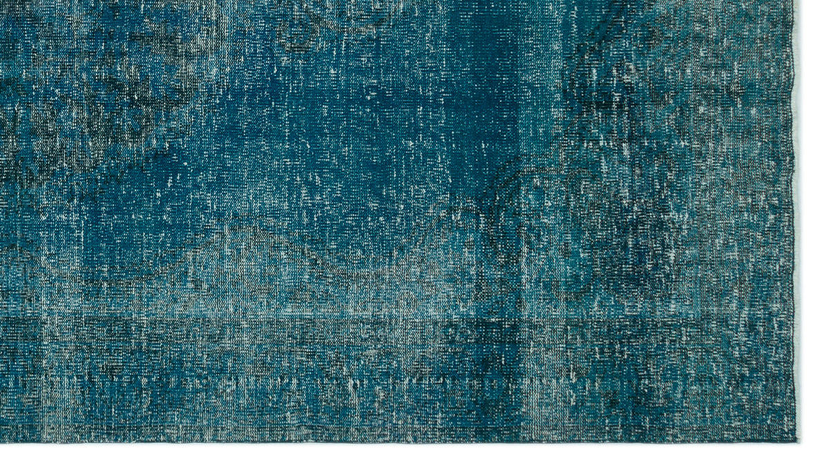 Turquoise  Over Dyed Vintage Rug 5&#39;10&#39;&#39; x 10&#39;7&#39;&#39; ft 178 x 322 cm