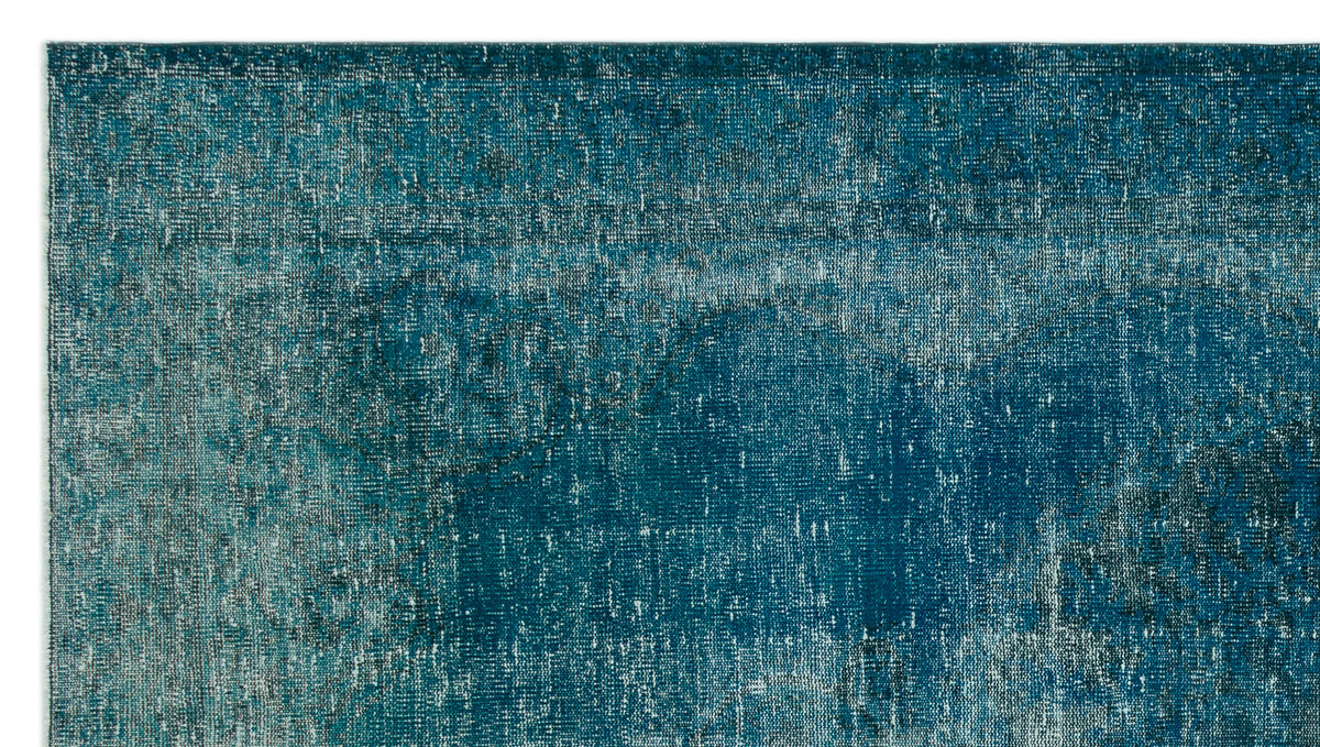 Turquoise  Over Dyed Vintage Rug 5&#39;10&#39;&#39; x 10&#39;7&#39;&#39; ft 178 x 322 cm