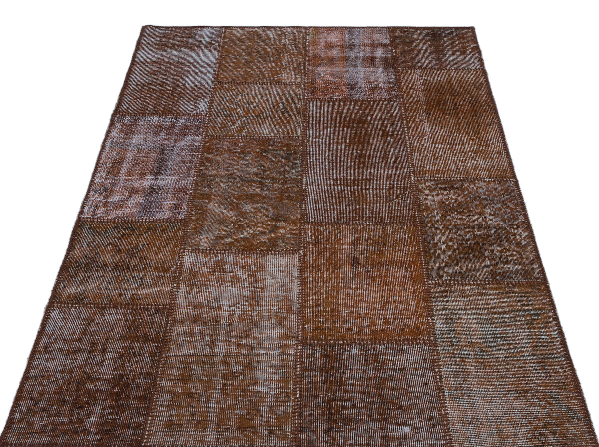 Brown Over Dyed Patchwork Unique Rug 3&#39;11&#39;&#39; x 5&#39;11&#39;&#39; ft 120 x 180 cm