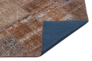 Brown Over Dyed Patchwork Unique Rug 3'11'' x 5'11'' ft 120 x 180 cm