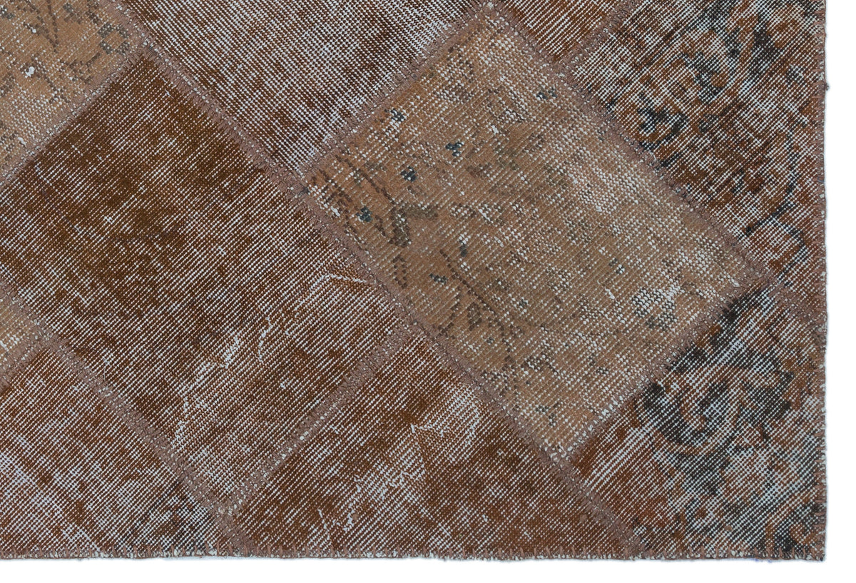 Brown Over Dyed Patchwork Unique Rug 3&#39;11&#39;&#39; x 5&#39;11&#39;&#39; ft 120 x 180 cm