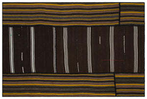 Striped Over Dyed Kilim Patchwork Unique Rug 6'8'' x 10'0'' ft 203 x 305 cm