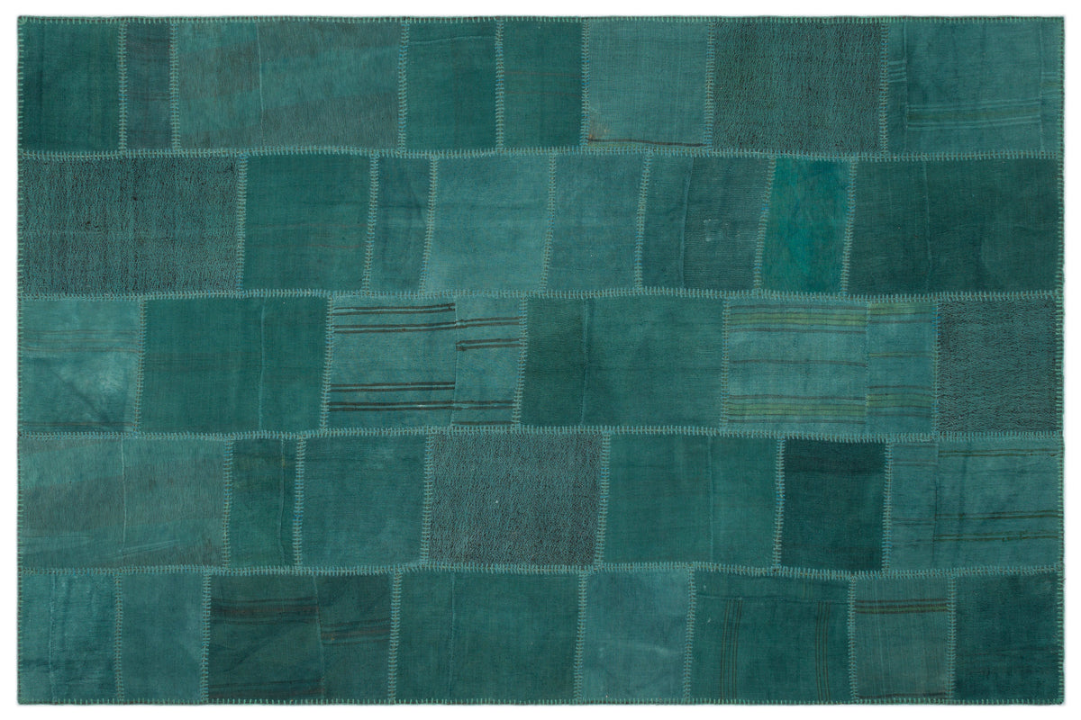 Mixed Over Dyed Kilim Patchwork Unique Rug 6&#39;6&#39;&#39; x 9&#39;10&#39;&#39; ft 197 x 300 cm